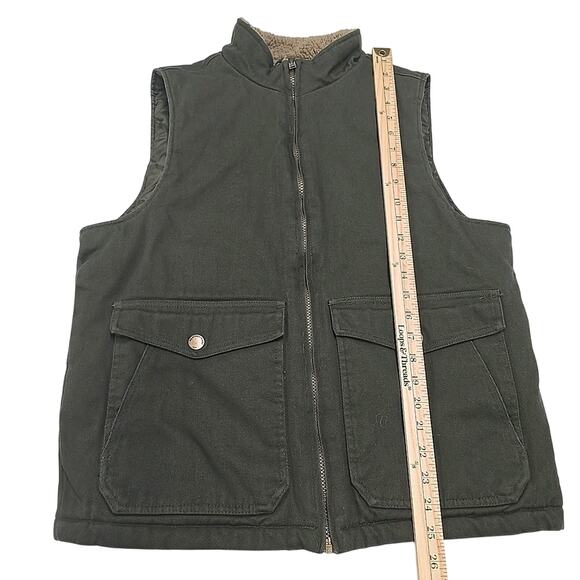 Weatherproof Men's Heritage Brand Workwear Vests Sz M Green Canvas Sherpa Collar - Picture 9 of 10